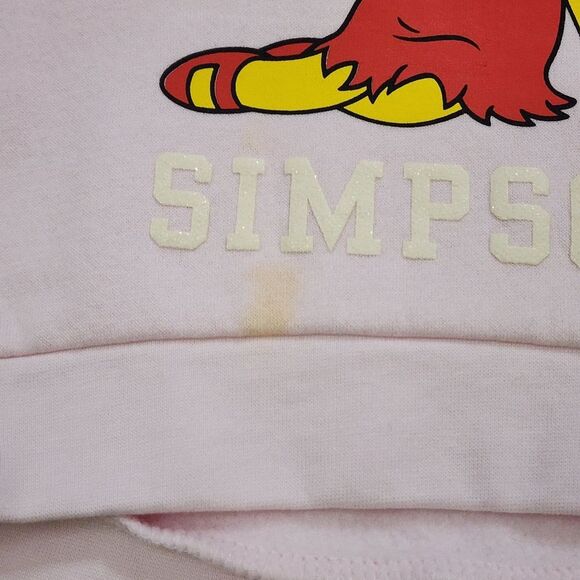 H&M Girls The Simpsons Lisa Pink Flower 3D Gems Sweatshirt Sweater Size 3-4 - Picture 5 of 10